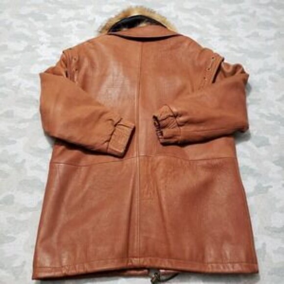 Vintage Fur Creation Jacket Womens Large Brown Leather Thermolite Full Zip - Picture 6 of 9
